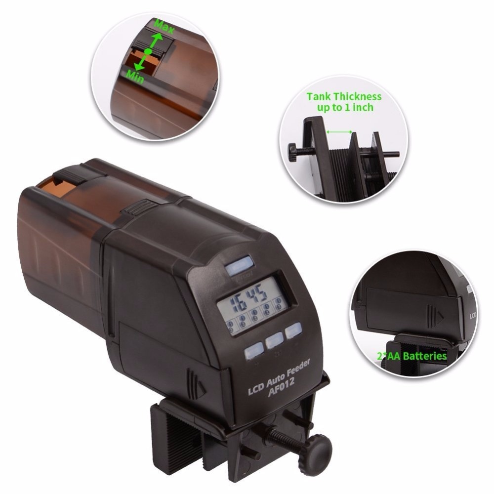 Nicrew-alimentador automático de peces, Digital, LCD, para acuario, estanque, temporizador, alimentador automático de comida, capacidad ajustable para amantes de los peces