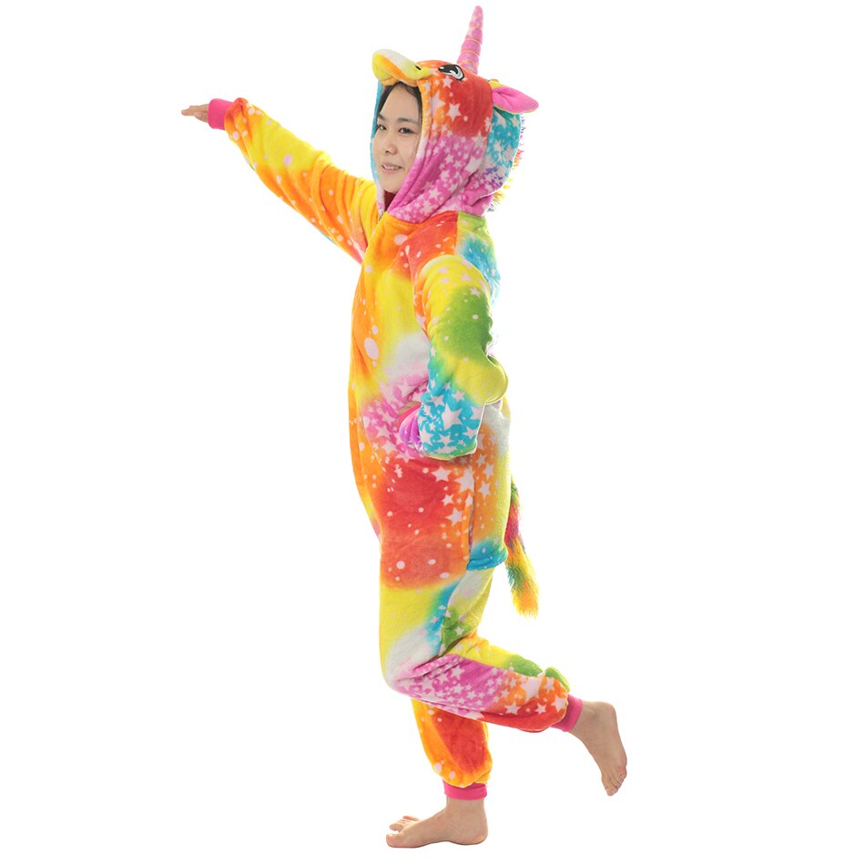 Barn unicorn kigurumi flickor pyjamas cosplay onepiece pojkar flanell vinter mjuk varm sovoverall barn unicorn festkläder
