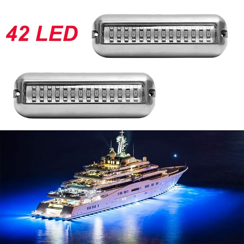2 kpl 42 led -veneen tyhjennysvaloa veneen peräpeili vaaleansininen vedenalainen ponttoni -merivalo