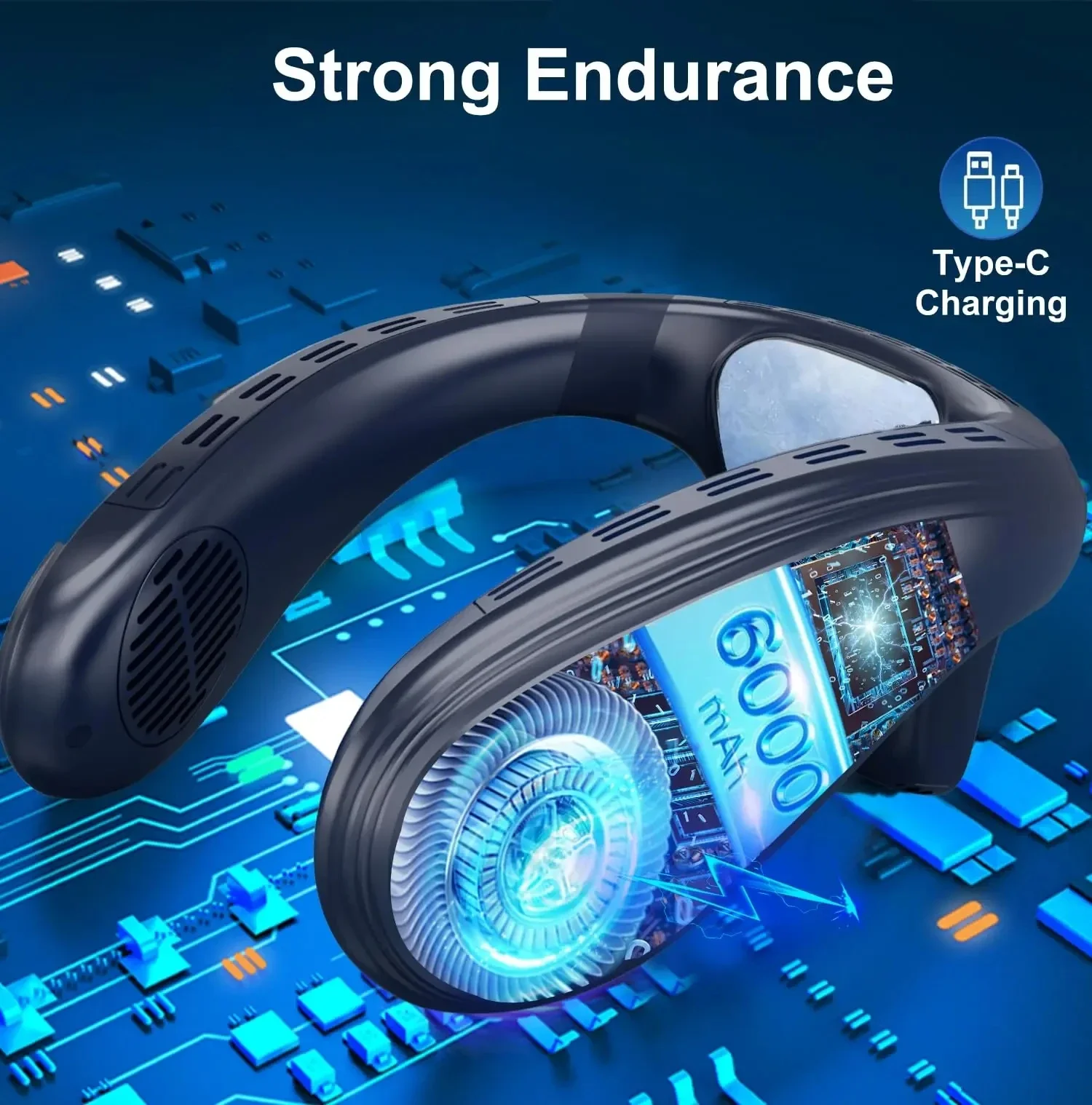 Neck Air Conditioner Portable Neck Fan 5200mAh Rechargeable Semiconductor Cooling Fan Outdoor Personal Fan Wearable Cooler