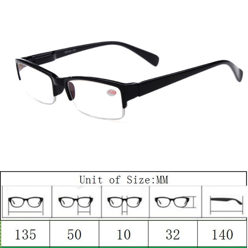 Black Half - frame Resin Myopia Glasses Semi-rimless Eyeglass Myopia Glasses -1 -1.5 -2 -2.5 -3 -3.5 -4