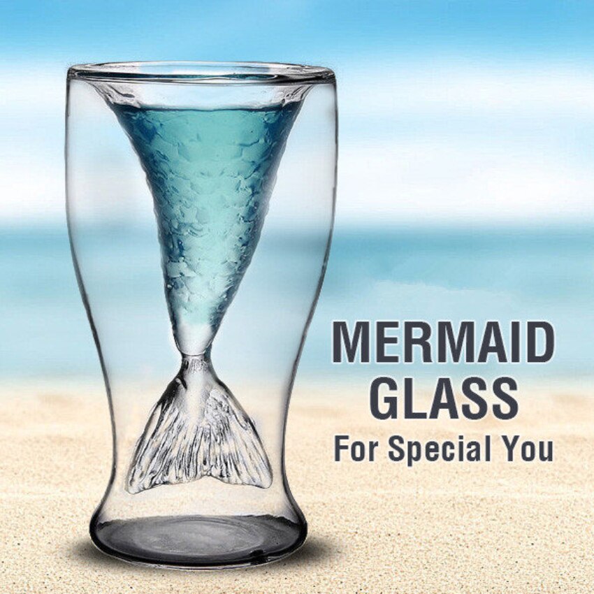 Copa de vino de sirena, vaso de copa de cristal de 100ml, para amantes de las sirenas, 1 unidad