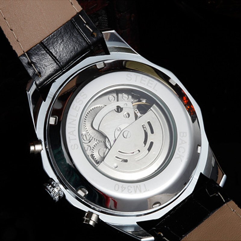 Winnaar klassieke stijl heren casual hol uit volautomatisch analoog horloge