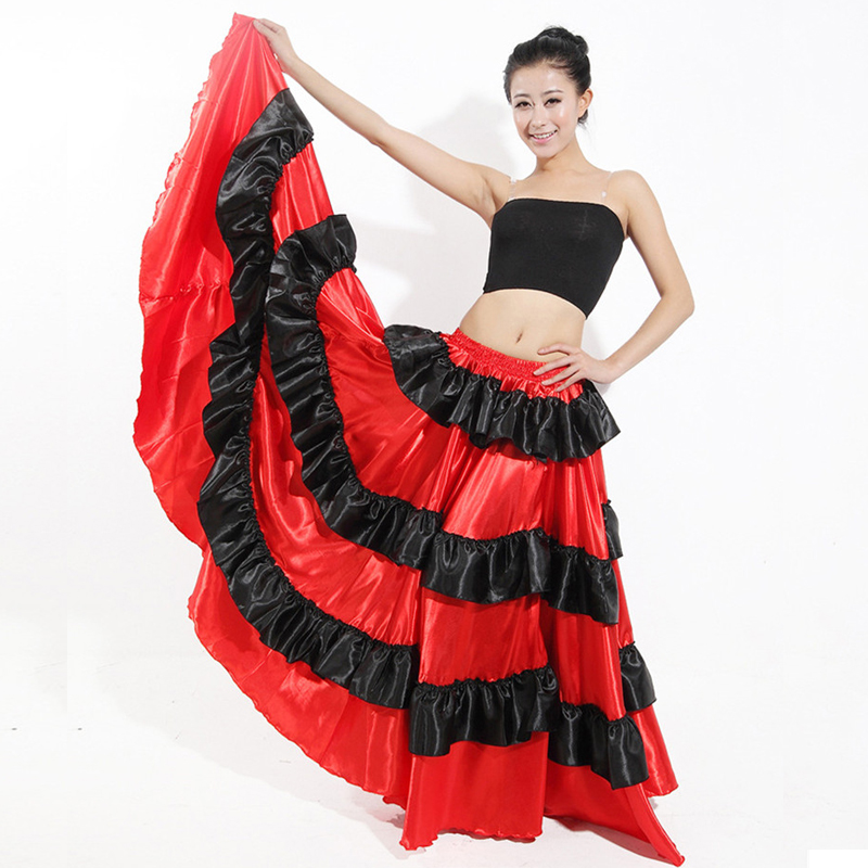 Jupe Flamenco espagnole pour femmes, robe de danse, Costumes, spectacle sur scène, fête, rouge, vêtements féminins