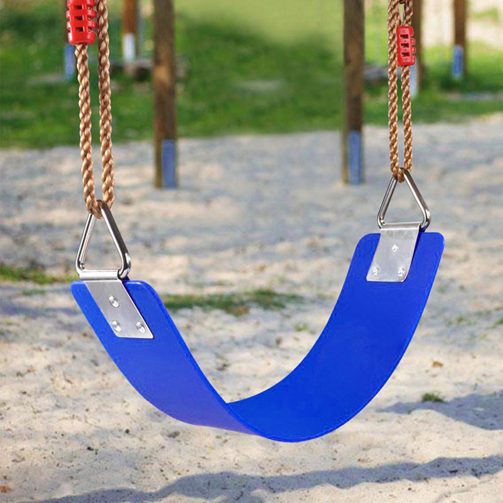 Plastic Garden Swing Kids Hanging Seat Toys with Height Adjustable Ropes Indoor Outdoor Toys Rainbow Curved Board Swing Chair