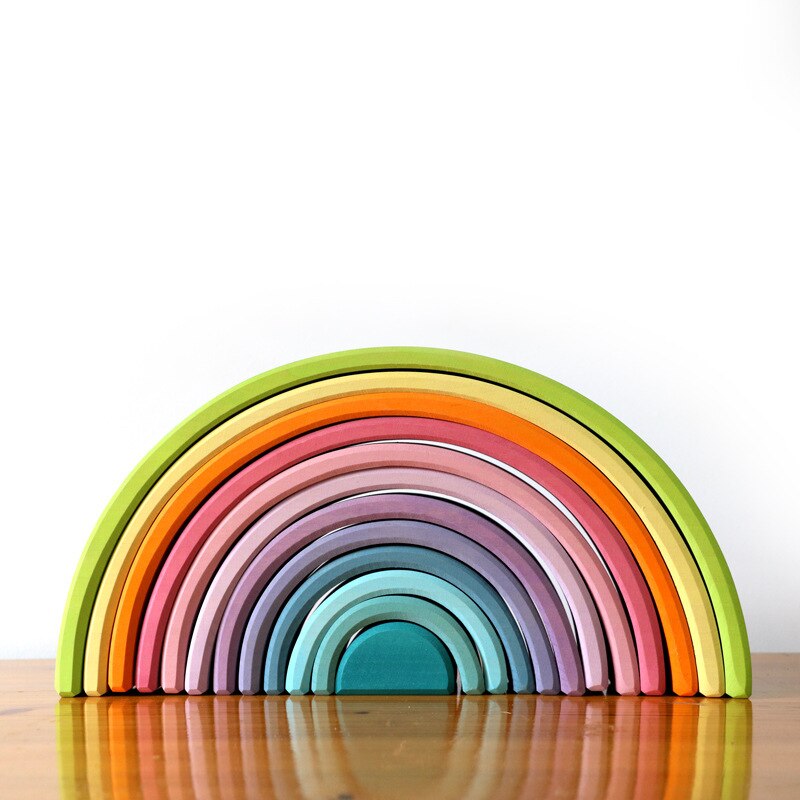 Regenboog Bouwstenen Montessori Educatief Speelgoed Baby Speelgoed Grote Maat Rainbow Stacker Houten Speelgoed Voor Kinderen Creatieve Kinderen: 12pcs Macaron