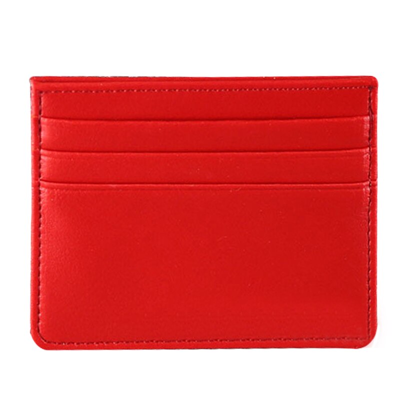 Billeteras de cuero Pu sólido para hombre y mujer, monedero pequeño, cartera delgada, tarjetero Unisex: Red I