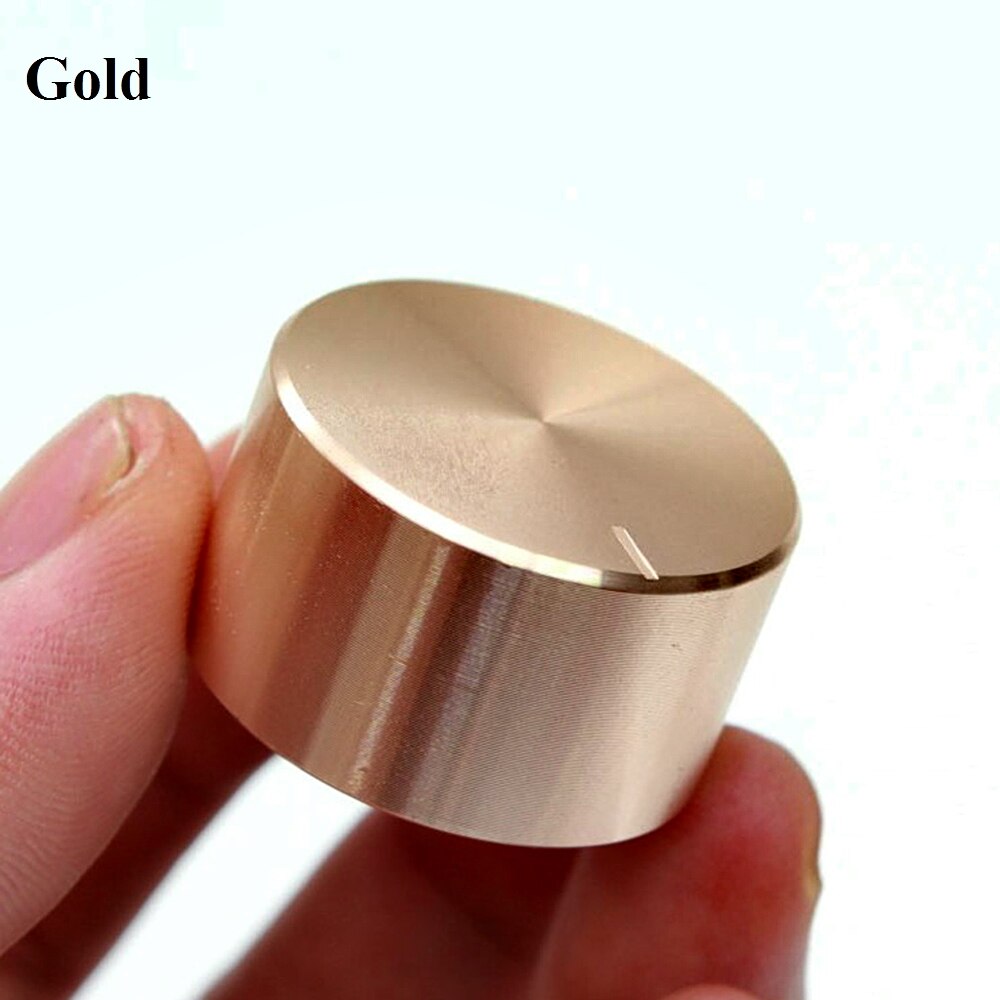 GHH Black Silver Gold 26X17mm 6mm Alloy Knurled Shaft Hole Rotation Switch Volume Control Knob Cap Aluminum Potentiometer Knob: Gold