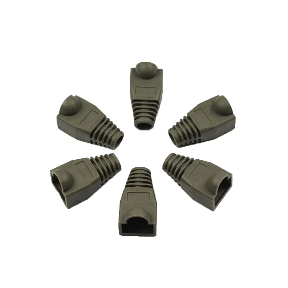 20pc RJ-45 Adapter Cap for 0.6mm Ethernet Network Cable Connector Plugs RJ45 Cat5 CAT6 Cover Cap Socket Boots Cap Head: dark grey