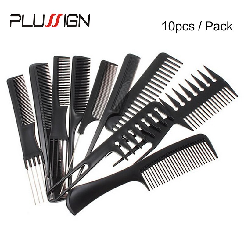 Draagbare Haar Borstel Plastic Haarborstels Voor Kappers Plussign Professionele Kam Set 10 Stuks Haar Kam Voor Haar Styling