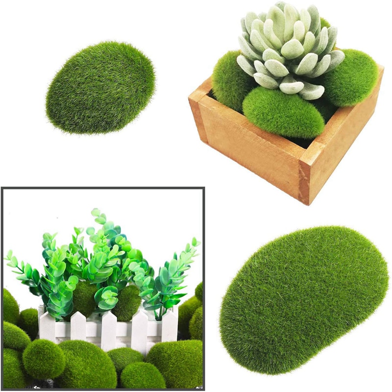 30 stk. 3 størrelse kunstige mosklipper dekorative, grønne mosekugler til blomsterarrangementer og til håndværk
