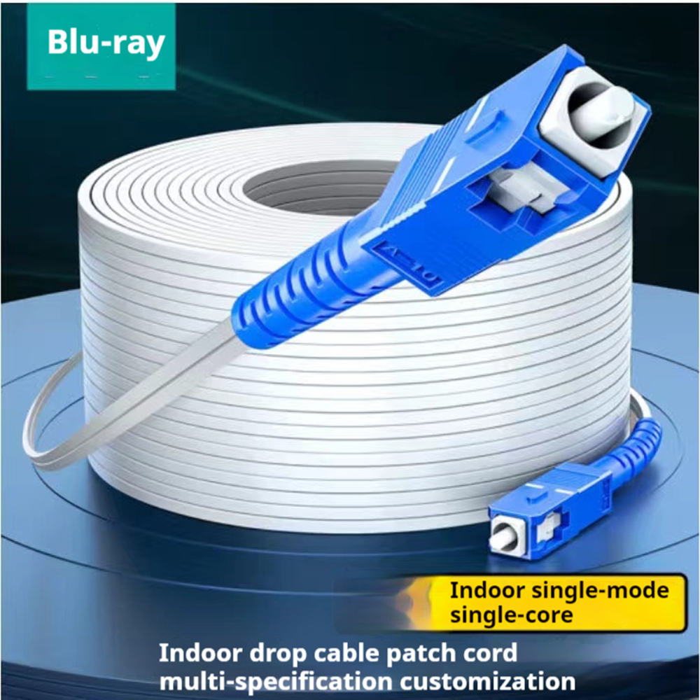 Cabo Óptico Interno FTTH de 10/20/30/50/80/100M, Patch Cord Monomodo de Núcleo Único SC/UPC, com Revestimento LSZH Branco e Preto