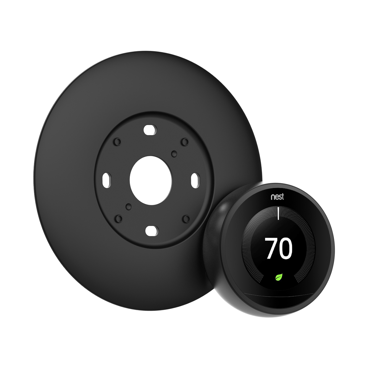 Homemount wall plate for nest learning thermostat 3rdnd 1st 2nd -resistant, mount with 3d stereoscopic round wall covers: Black wall plate