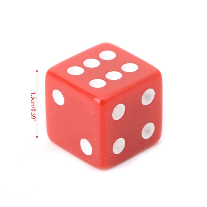 10pcs/set 15mm Multicolor Acrylic Cube Dice Beads Six Sides Portable Table Games Toy fun