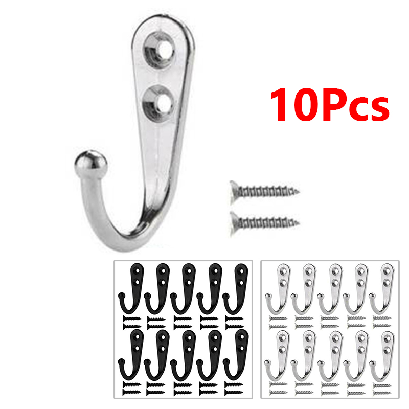 10 stk sorte små metal kroge nøgle frakke hatte bøjle tøj kroge til badeværelse køkken værelse håndklæde rack frakke hat holder