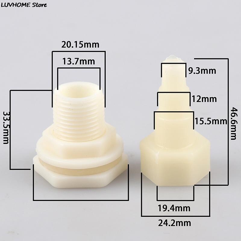 1/2" Tank Bulkhead Pipe Joints Bucket Inlet Outlet Connector Water Tank Drainage