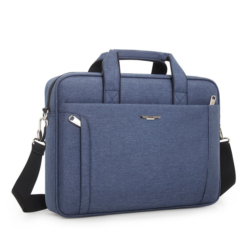 Famous Brand 14 Inch Laptop Bag Men Handbag Business Shoulder Bag Waterproof Briefcase: blue