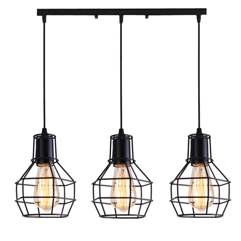 Nordisk loft retro jernbur moderne lysarmatur amerikansk industri vintage lampe kjøkken hengende lamper: 3 lys type a