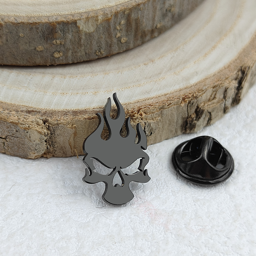 Broches classiques avec symbole de feu pour hommes, Punk, en acier inoxydable, signe de Danger, Badge, Hip Hop, Rock, accessoires de fête