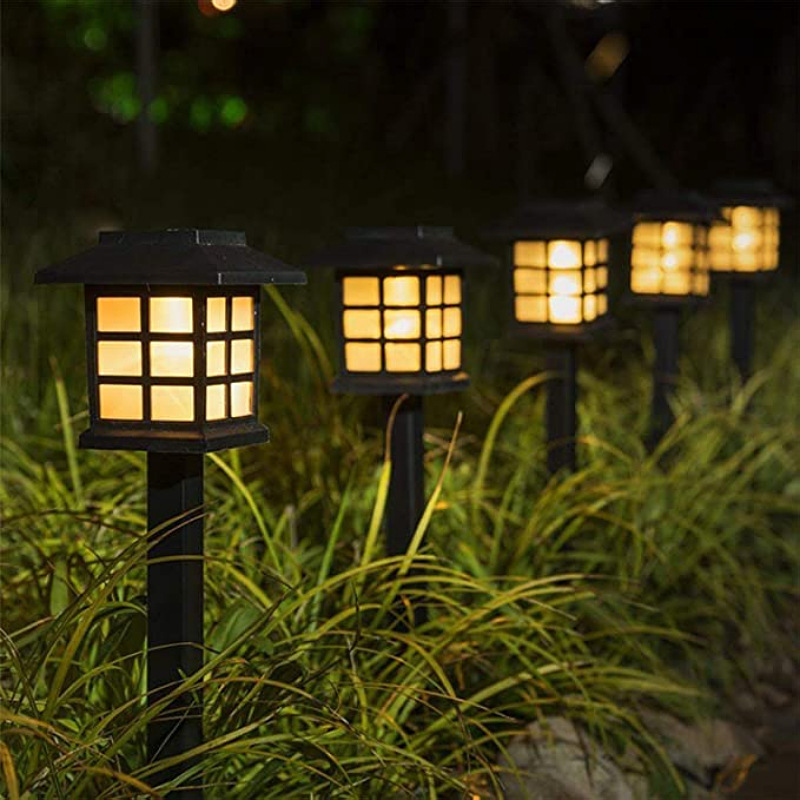 Luces solares para césped al aire libre, lámpara Retro en forma de casa, impermeable, decoración de patio y jardín, lámpara de noche insertada, luces de palacio pequeñas