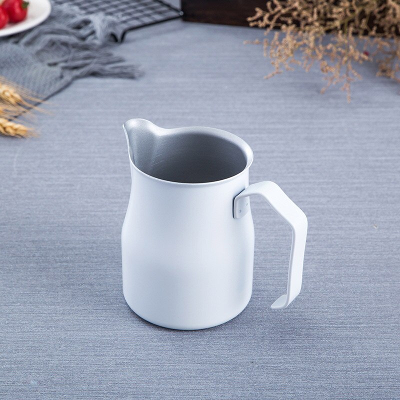 Mjölkskumningskanna i rostfritt stål - espressoångande mjölkskumningskopp, perfekt för latte art: Vit / 350ml