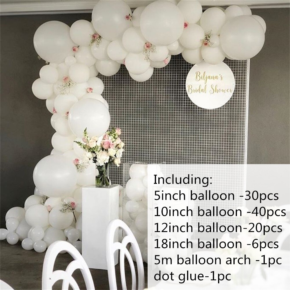 98 st vit latex ballong krans båge kit bröllopsfest leveranser födelsedag alla hjärtans dag dekoration