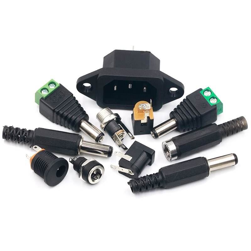 10Pcs Dc Power Connector Pin 2.1X5.5Mm Vrouw Plug Jack + Stekker Jack Socket Adapter Pcb mount Diy Adapter Connector 2.1X5.5