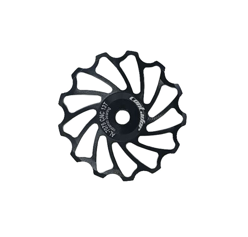 Bicycle rear derailleur ceramic guide wheel 11T / 12T / 13T / 18T ceramic bearing guide wheel variable speed tensioner: Black  13T