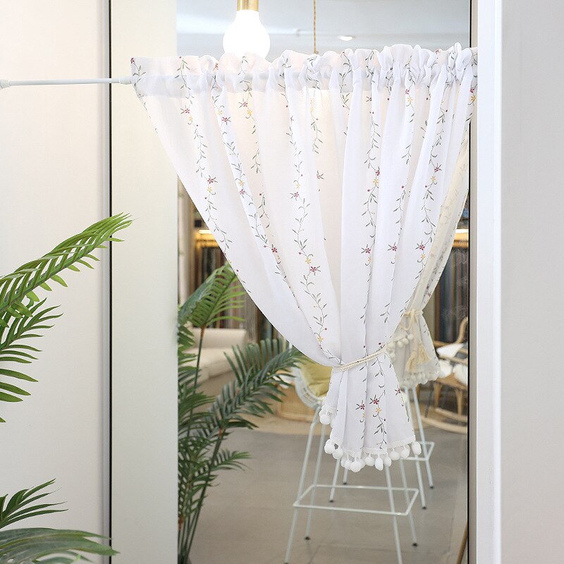 Pastoral Style Short Curtain White Tulle Curtain E... – Grandado