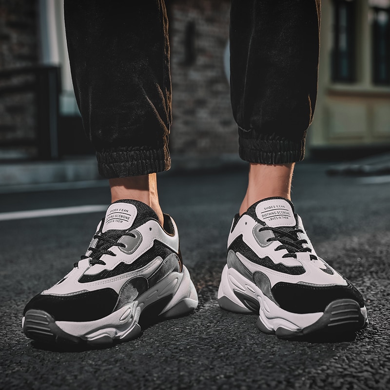 Mænd trænere løb sport gå afslappet sko jogging udendørs sneakers høj stigende bund chunky man sneakers