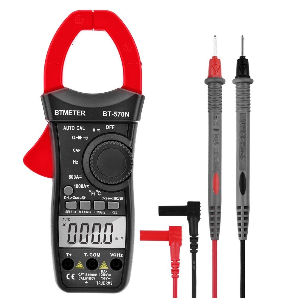 BT-570N Digital Clamp Meter,True RMS Auto Range 6000 Counts AC/DC Current Voltage Tester Inrush Current test With LCD Backlight