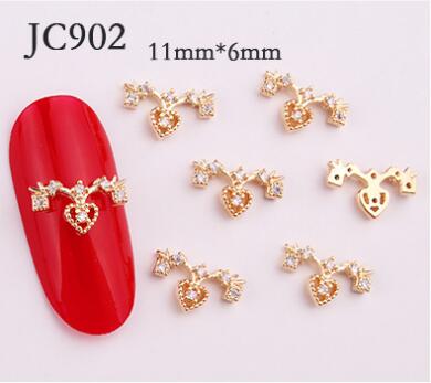 Bijoux d'ongle rouge avec zircon et chaîne, décoration autocollante avec diamant, licorne, , directement depuis l'usine,: 902