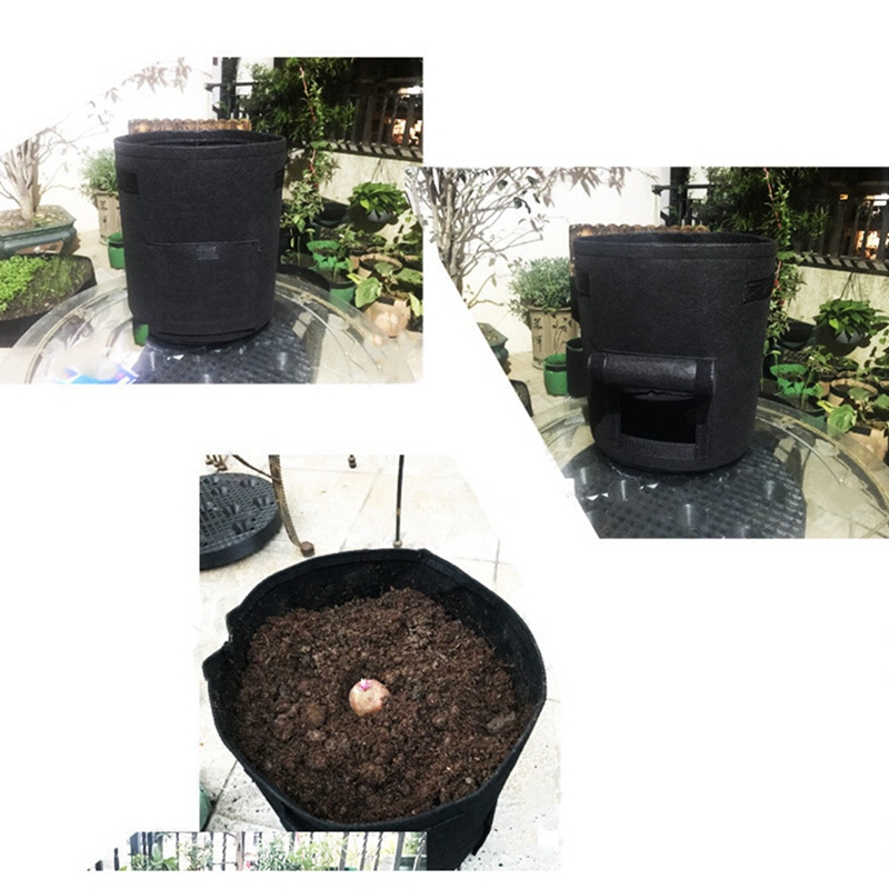 2 Pcs Vilt Plant Groeien Zakken 7 Gallon Geweven Stof Tuin Aardappel Pot Greenhouse Groenteteelt Tassen
