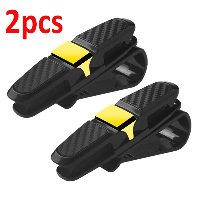 Clip de fibra de carbono para gafas de sol, soporte ajustable de 180 grados, Universal, para coche, 2 piezas: Negro