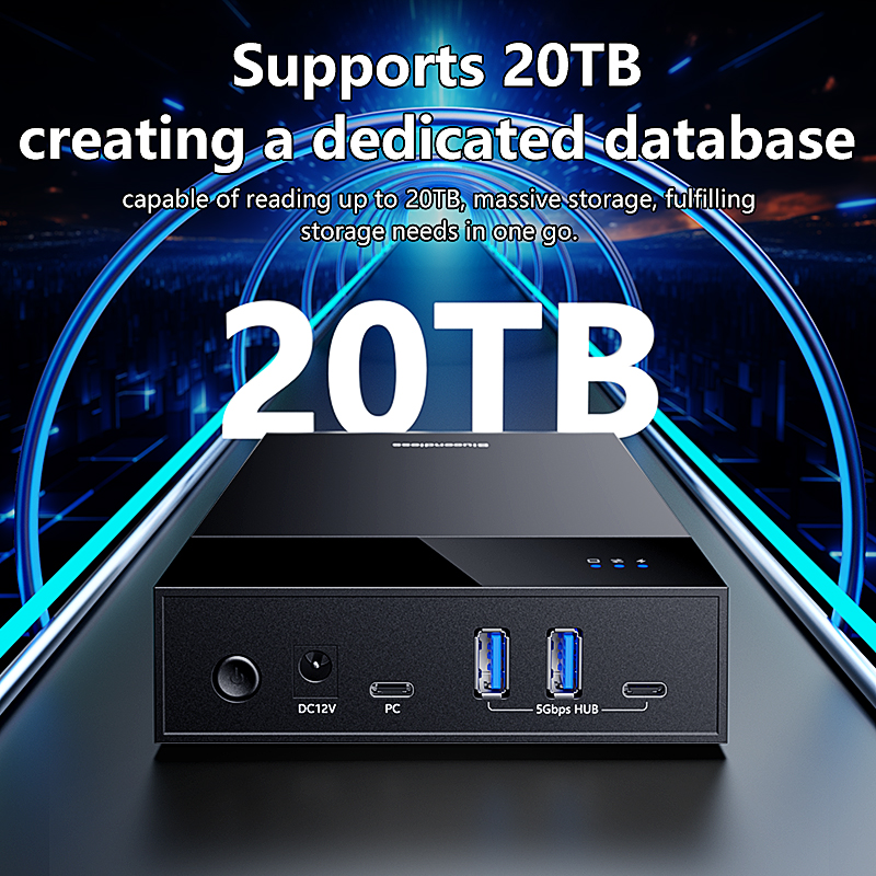 Blueendless 2.5/3. 5 HDD/SSD Enclosure with USB3.0 HUB support 18TB TYPE C TO SATA Adapter tool free HDD case with 12V Power ada