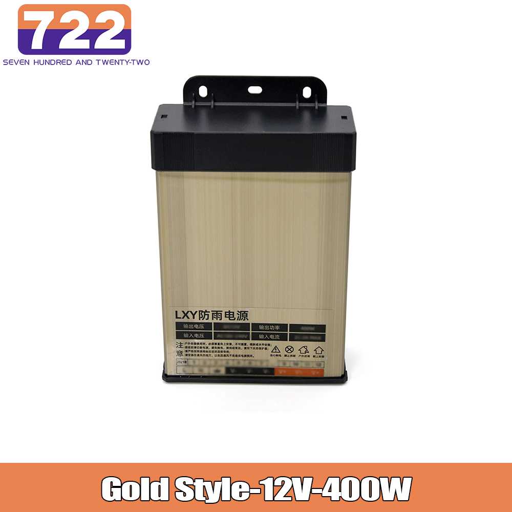 Vattentät belysningstransformator  ac 220v till  dc 12v 5v 24v strömbrytare strömförsörjningslist strömbrytare led-driveradapter: Guld-