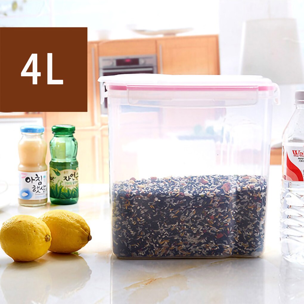 1pc 4L Plastic Food Cereal Containers Transparent Dispenser Dry Food Storage Box Kitchen Spaghetti Noodles Sealed Containers
