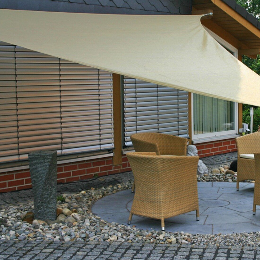 3.6m beige udendørs vandtæt parasol sejl overdækning terrasse fortelt have uv camping shelter indretning sommer