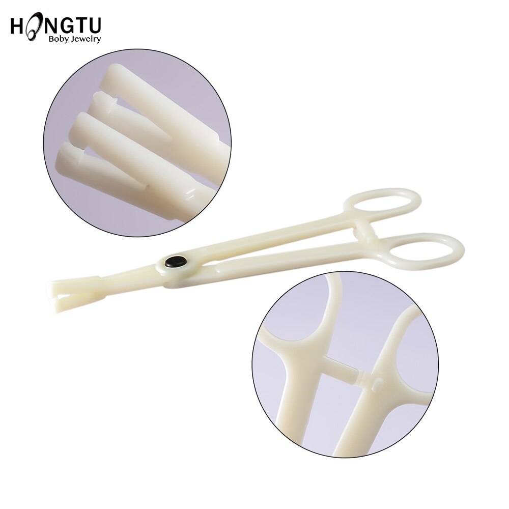 Pince de perçage jetable en acrylique, 1 pièce, pince en plastique, corps, oreille, lèvre, nombril, nez, langue, sourcils, outil de perçage: Rhodium plaqué
