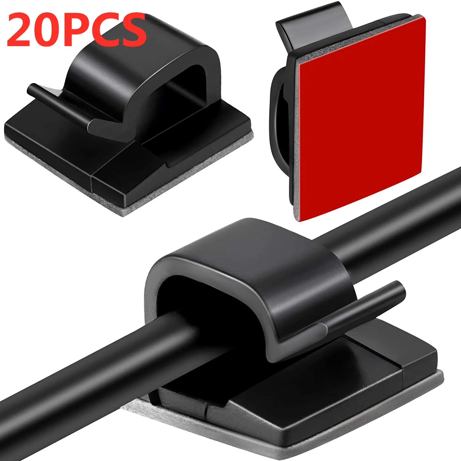 Zelfklevende draadorganizer Kabelhouder Snoerbeheer Harnas Klemclip voor thuis PC Voeding USB-kabel Bedrading Desktop Cord Manager: Grey