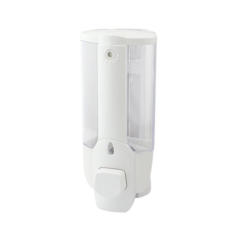 Wall Mount Hand Zeepdispenser Single-Head Handleiding Hand Vloeibare Shampoo Douchegel Dispenser Lotion Container: Single white
