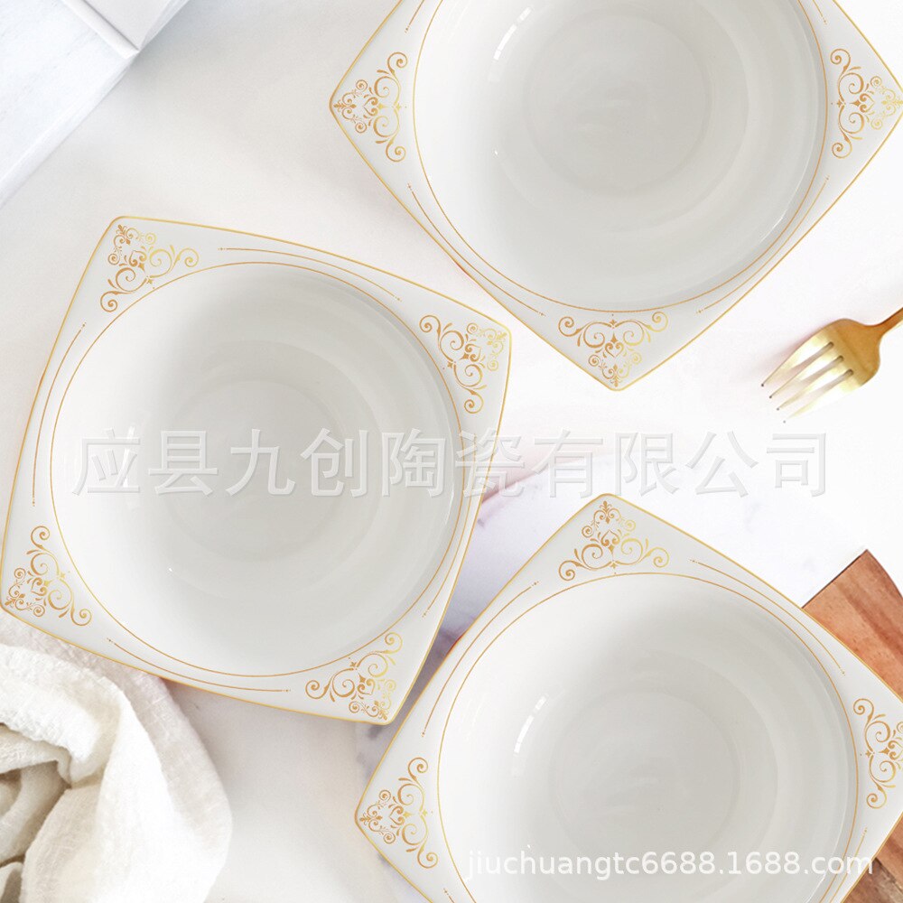 Moderne Eenvoudige Bone China Servies Set Huishouden Plaat Kom Plaat Keramische Servies