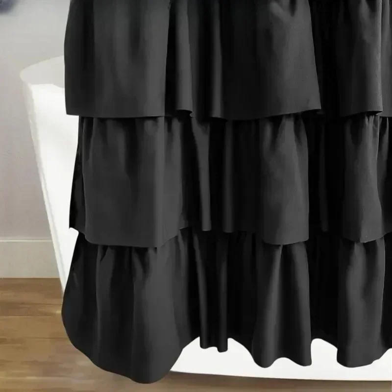 Solid Color French Princess-style Shower Curtain Bathroom Partition Curtain Five-layer Lace Waterproof Bathroom Curtain
