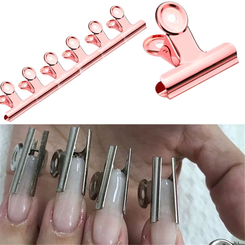 Extensión de uñas de fibra de vidrio para uñas, extensión de uñas de seda, puntas acrílicas de oro rosa, herramienta para pinchar uñas