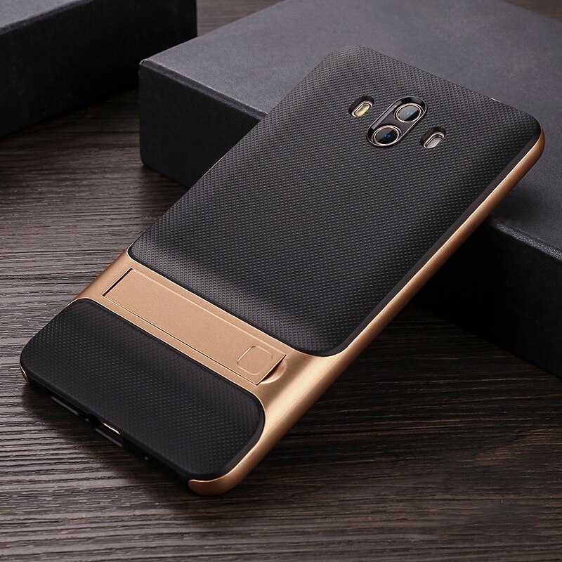 Fundas traseras de teléfono móvil para Huawei Mate 10 fundas de silicona 5,9 "3D de pie TPU PC híbrido 360 Carcasa protectora mate10 estilo libro.: Royce Gold