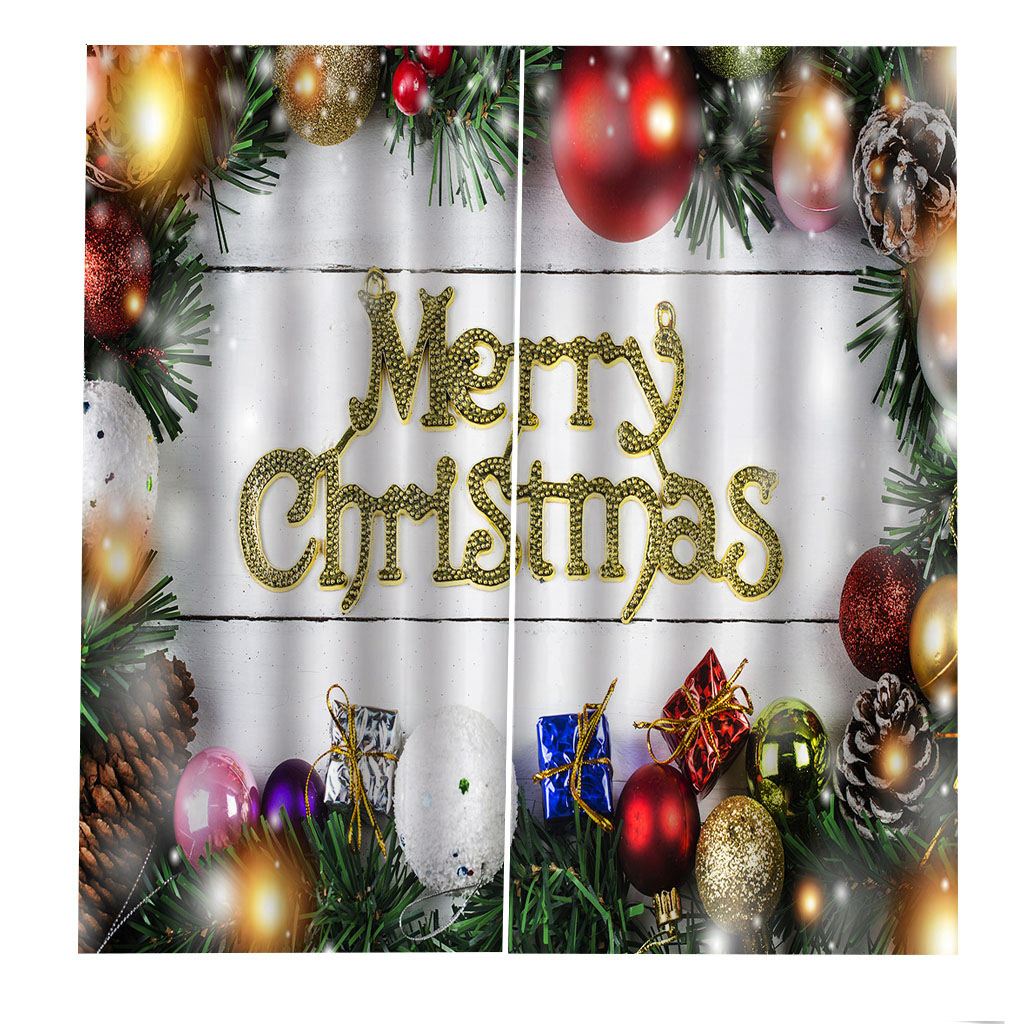 Cortinas navideñas de efecto 3D con ganchos, Juego de 2 paneles y 10 colores, cortinas de tela de poliéster para ventana, pantallas para puerta, decoración para el hogar: green