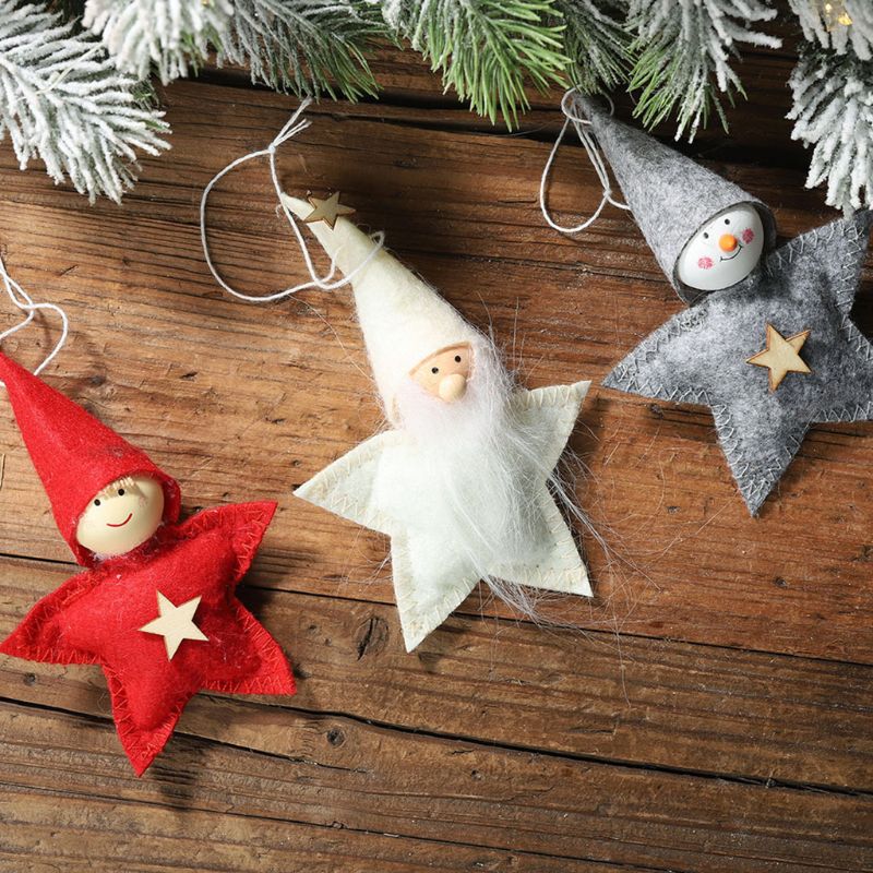Juletræ stjerne dukke festlig fest ornament vedhæng håndlavet år xmas børn børn hængende legetøj soveværelse indretning