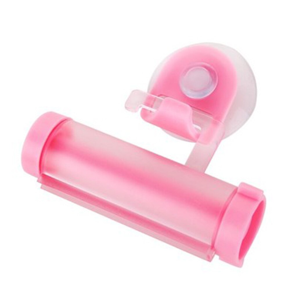Multi-Function Sucker Toothpaste Squeezer Wall-Mounted Plastic Rolling Tube Manual Squeezer Facial Cleanser Toothpaste Dispenser: Pink