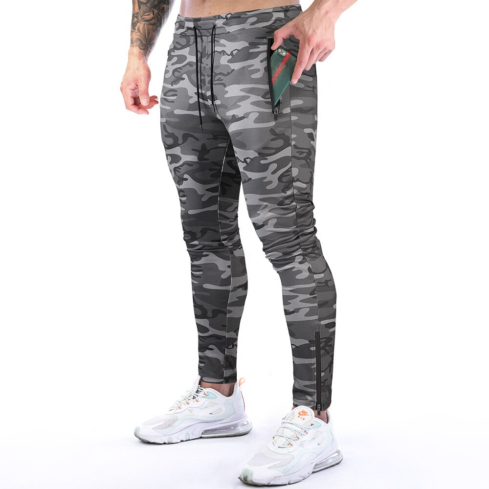 Camo correndo jogging calças dos homens jogging fitness workout sweatpants ajuste fino calças esportivas masculino ginásio calças de treinamento