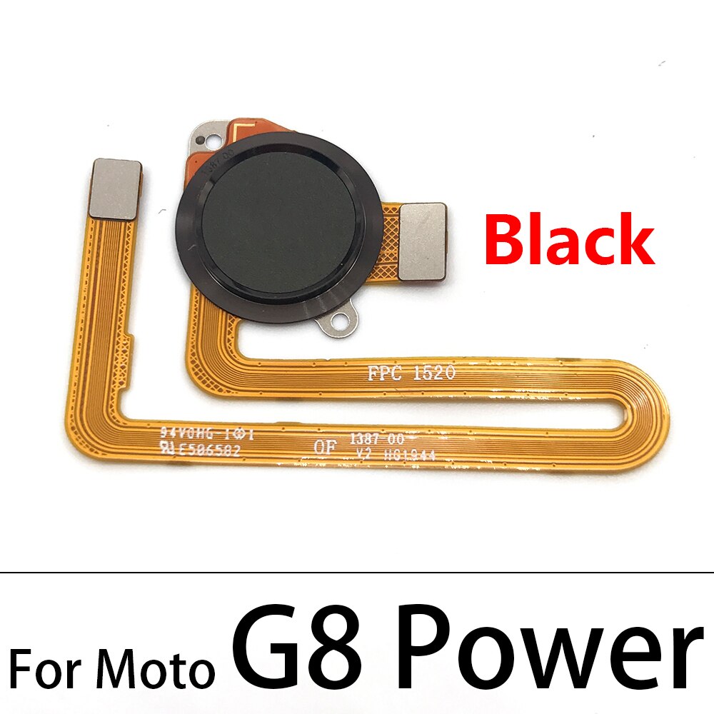Sensor de huella dactilar Inicio tecla de retorno botón de menú, Cable flexible para Motorola Moto G7 Plus / G7 G8 Power / One Vision Home: G8 Power Black